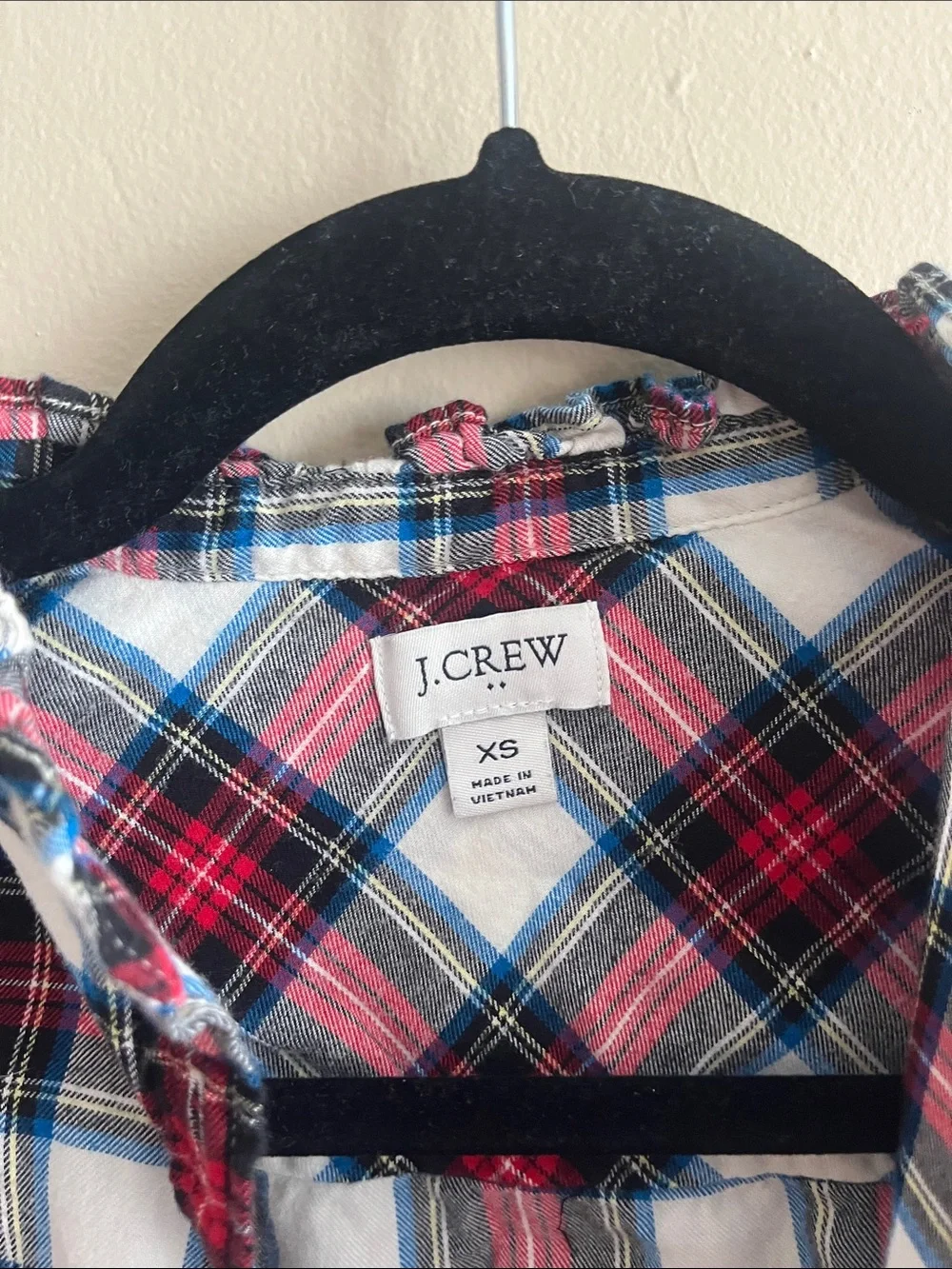 J. Crew Red, White & Navy Plaid Long-Sleeve Button-Down Shirt